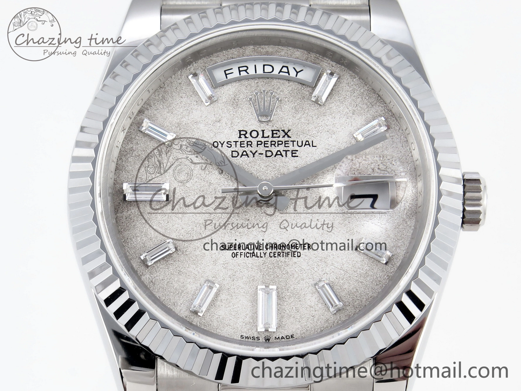 Day Date 40mm 228239 SS Bp Maker 1:1 Best Edition White Meteorite Dial T Crystal Markers on SS President Bracelet A Reliable 1884