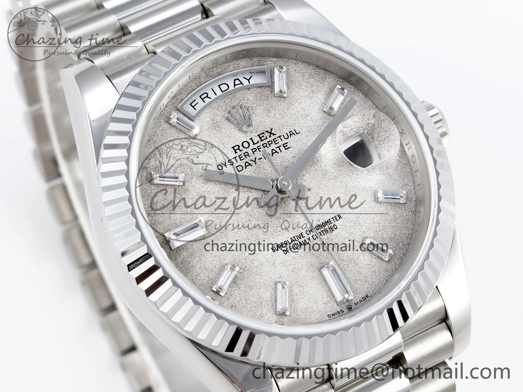 Day Date 40mm 228239 SS Bp Maker 1:1 Best Edition White Meteorite Dial T Crystal Markers on SS President Bracelet A Reliable 1884