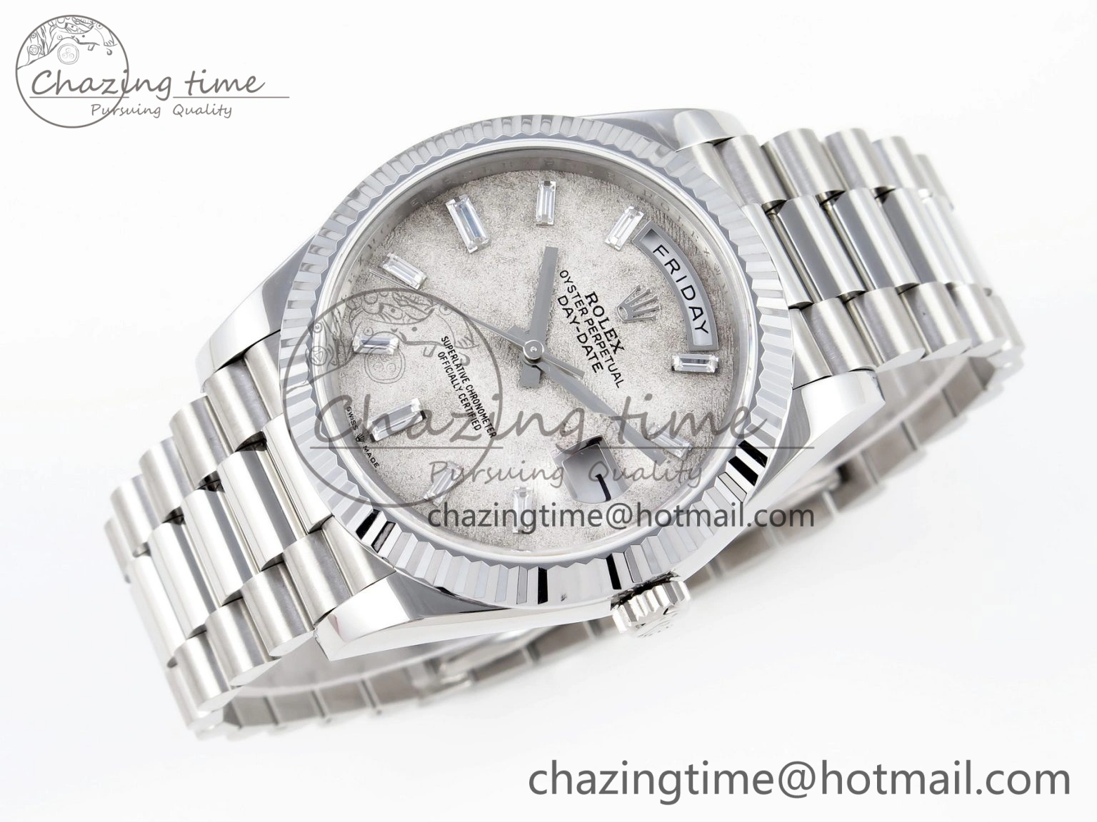 Day Date 40mm 228239 SS Bp Maker 1:1 Best Edition White Meteorite Dial T Crystal Markers on SS President Bracelet A Reliable 1884