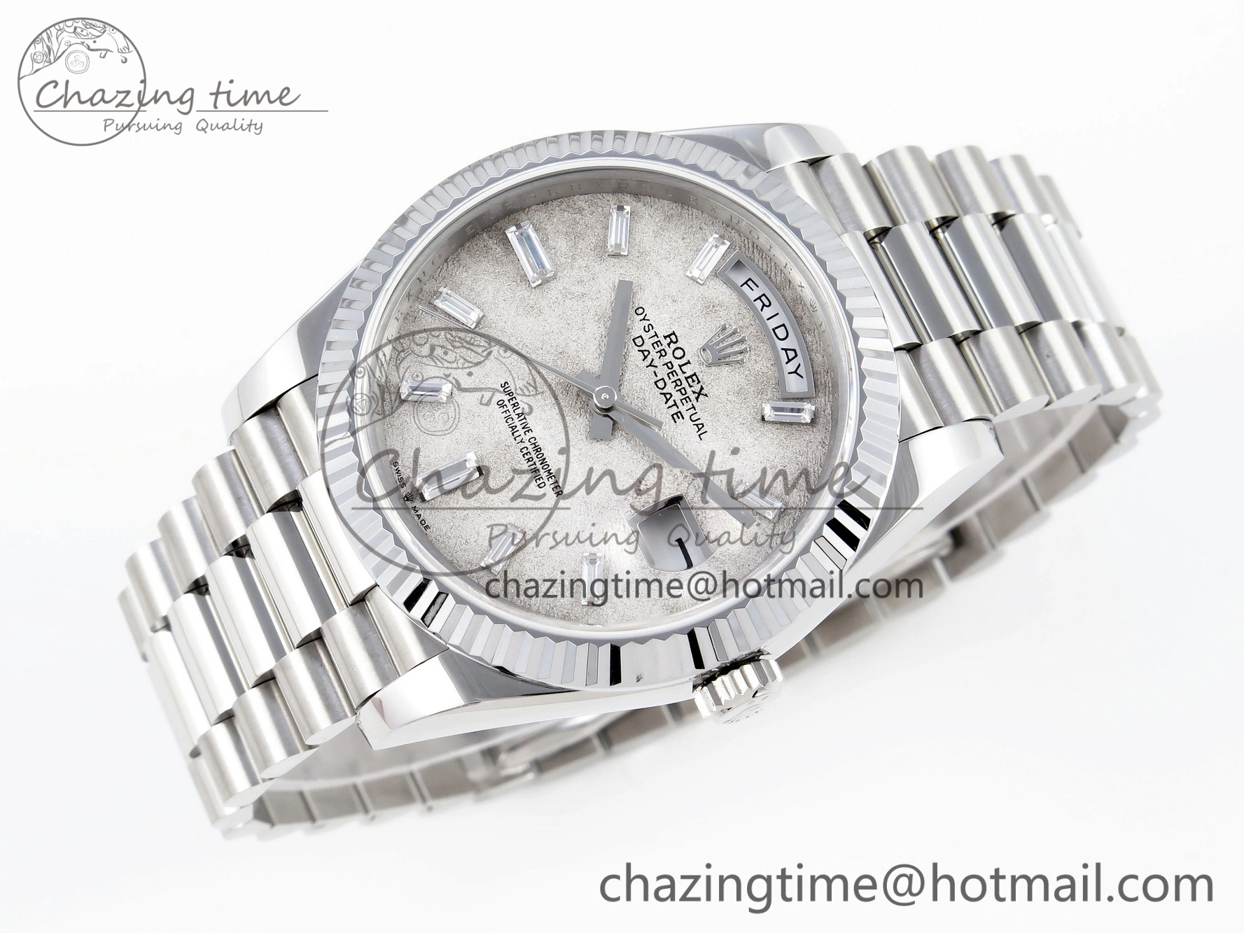 Day Date 40mm 228239 SS Bp Maker 1:1 Best Edition White Meteorite Dial T Crystal Markers on SS President Bracelet A Reliable 1884