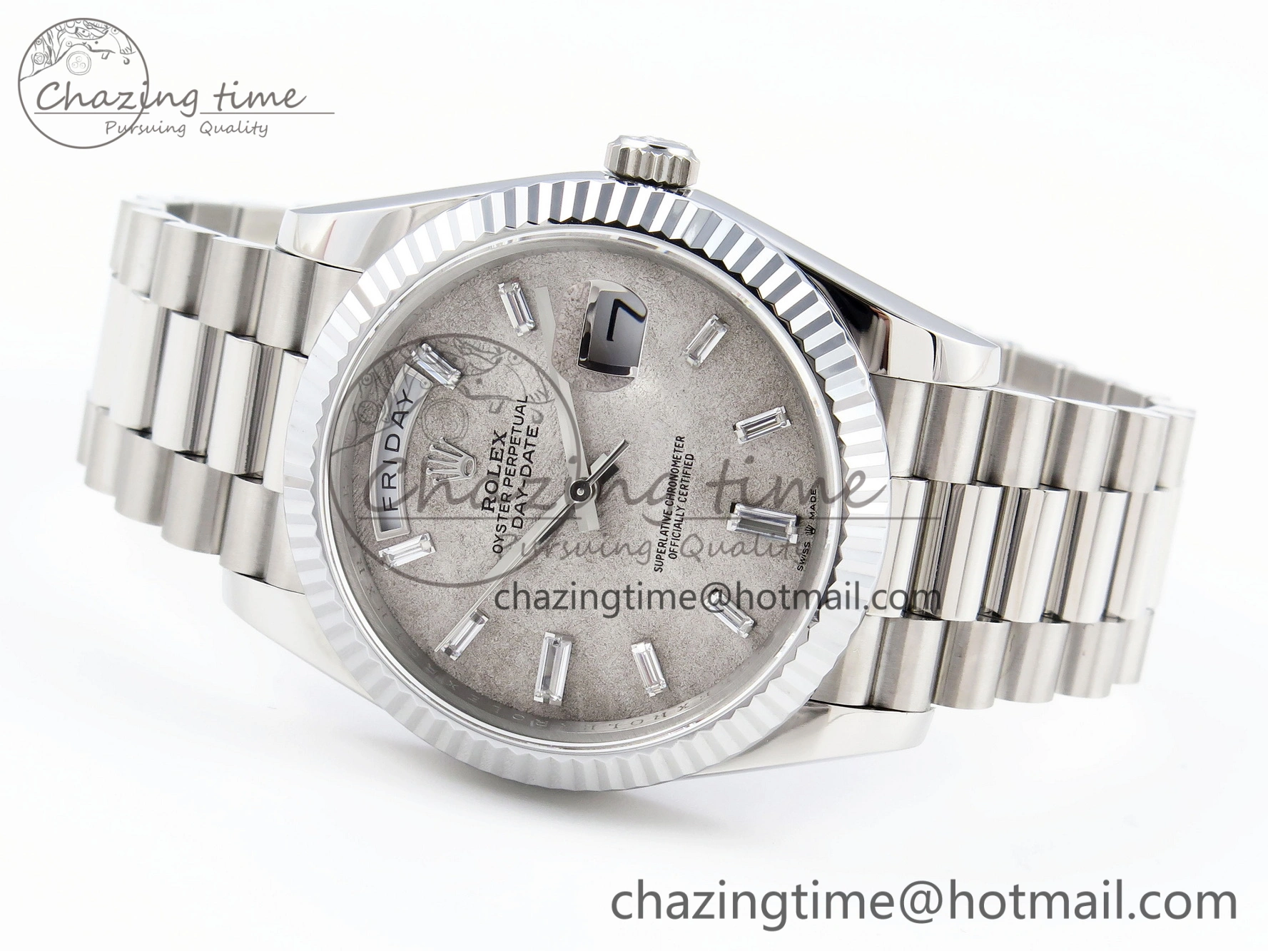 Day Date 40mm 228239 SS Bp Maker 1:1 Best Edition White Meteorite Dial T Crystal Markers on SS President Bracelet A Reliable 1884