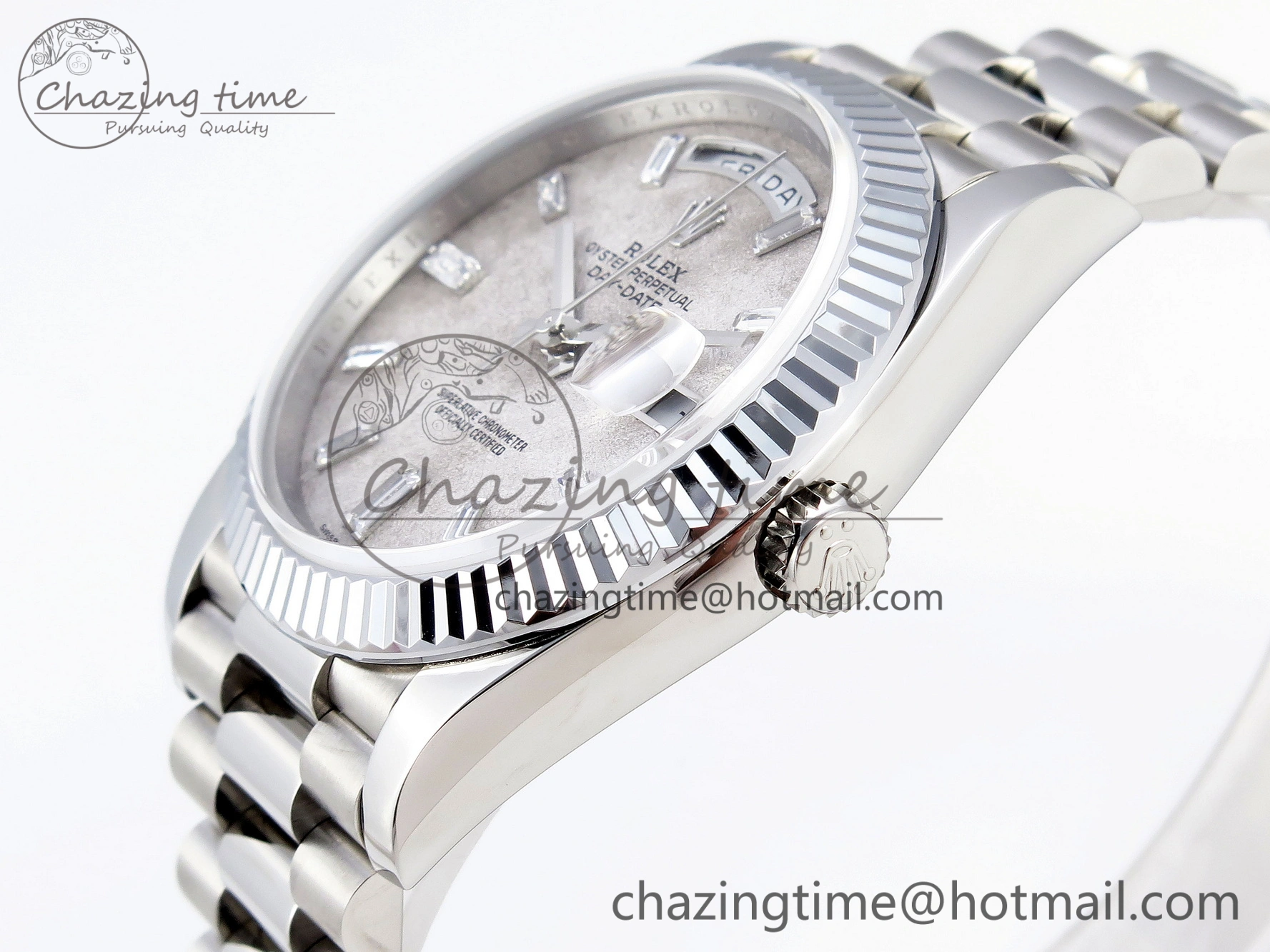 Day Date 40mm 228239 SS Bp Maker 1:1 Best Edition White Meteorite Dial T Crystal Markers on SS President Bracelet A Reliable 1884