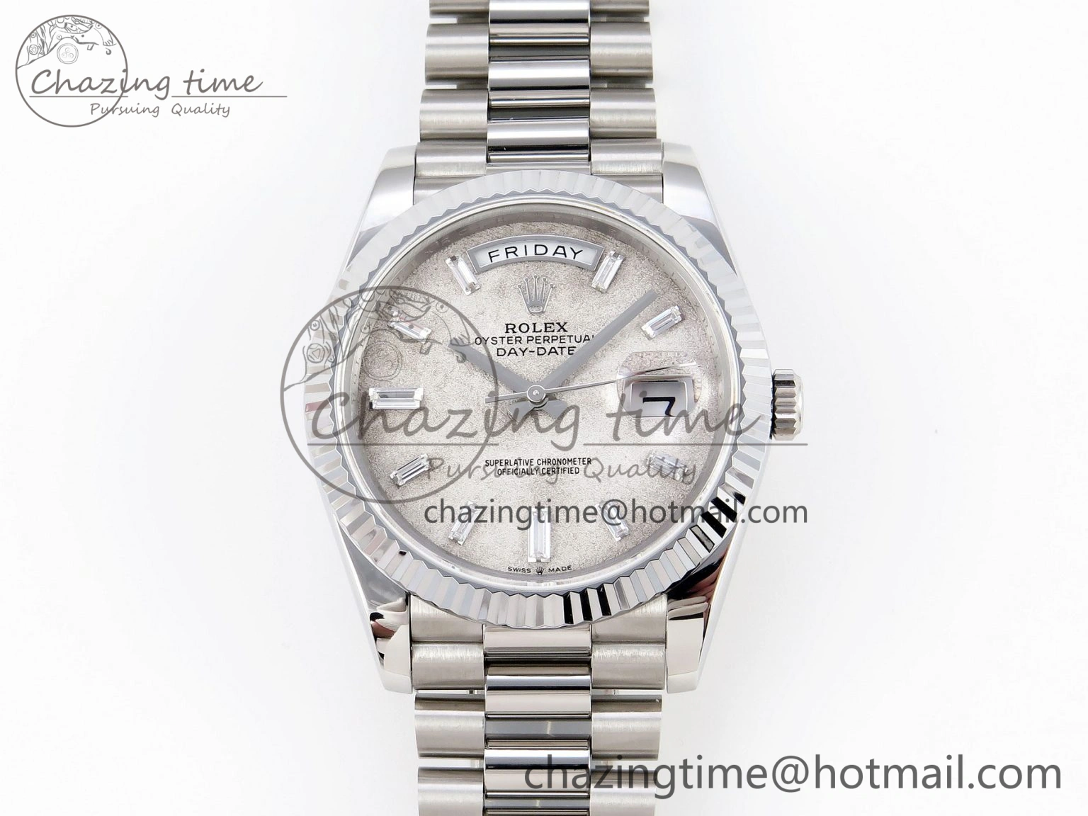 Day Date 40mm 228239 SS Bp Maker 1:1 Best Edition White Meteorite Dial T Crystal Markers on SS President Bracelet A Reliable 1884