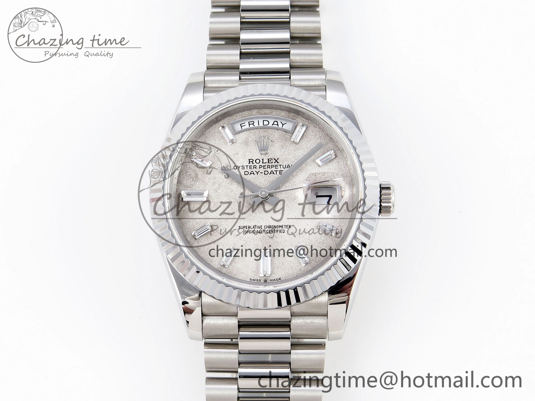 Day Date 40mm 228239 SS Bp Maker 1:1 Best Edition White Meteorite Dial T Crystal Markers on SS President Bracelet A Reliable 1884
