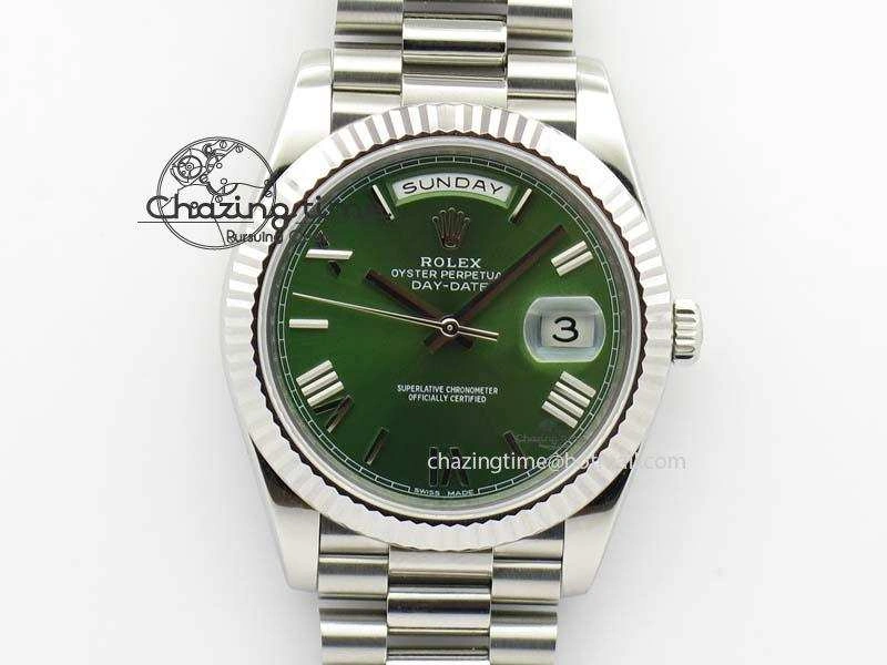 Day-Date 40mm 228239 SS Noob 1:1 Best Edition Olive Green Dial On SS Bracelet A FastDry 3796