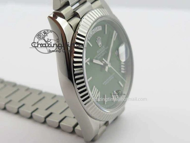 Day-Date 40mm 228239 SS Noob 1:1 Best Edition Olive Green Dial On SS Bracelet A FastDry 3796
