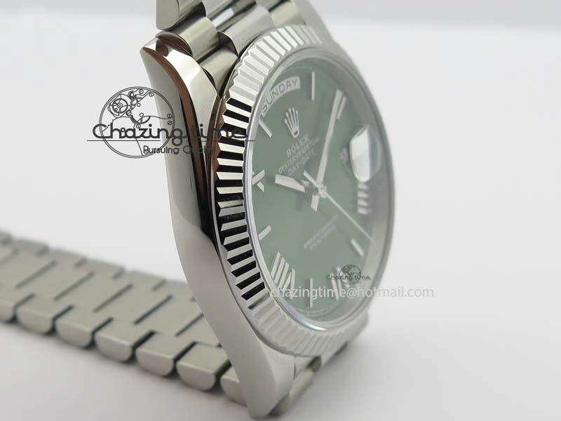 Day-Date 40mm 228239 SS Noob 1:1 Best Edition Olive Green Dial On SS Bracelet A FastDry 3796