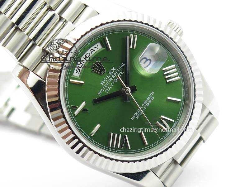 Day-Date 40mm 228239 SS Noob 1:1 Best Edition Olive Green Dial On SS Bracelet A FastDry 3796