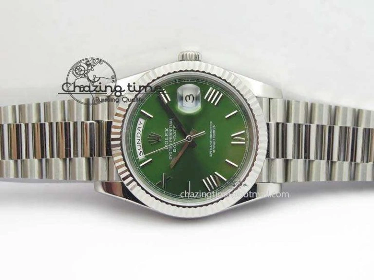 Day-Date 40mm 228239 SS Noob 1:1 Best Edition Olive Green Dial On SS Bracelet A FastDry 3796