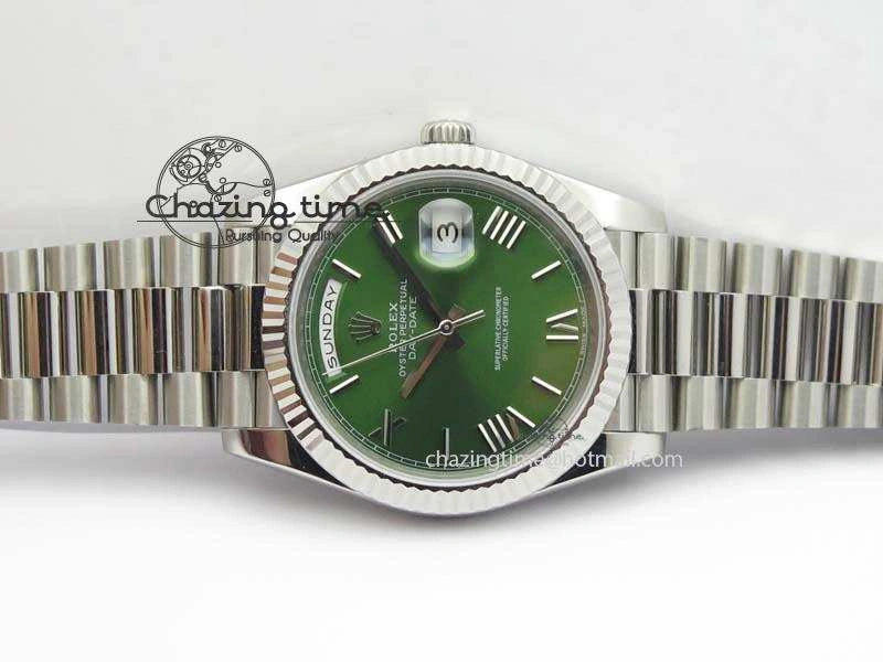 Day-Date 40mm 228239 SS Noob 1:1 Best Edition Olive Green Dial On SS Bracelet A FastDry 3796