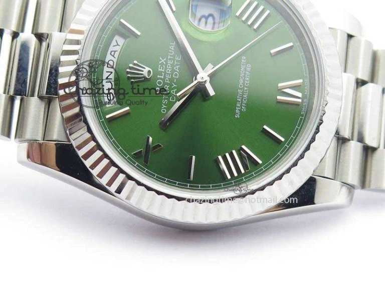 Day-Date 40mm 228239 SS Noob 1:1 Best Edition Olive Green Dial On SS Bracelet A FastDry 3796