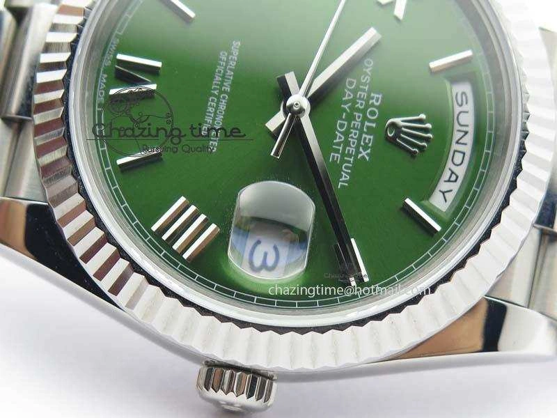 Day-Date 40mm 228239 SS Noob 1:1 Best Edition Olive Green Dial On SS Bracelet A FastDry 3796