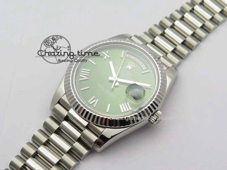 Day-Date 40mm 228239 SS Noob 1:1 Best Edition Olive Green Dial On SS Bracelet A FastDry 3796