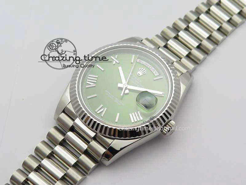 Day-Date 40mm 228239 SS Noob 1:1 Best Edition Olive Green Dial On SS Bracelet A FastDry 3796