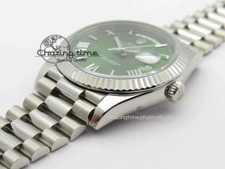 Day-Date 40mm 228239 SS Noob 1:1 Best Edition Olive Green Dial On SS Bracelet A FastDry 3796
