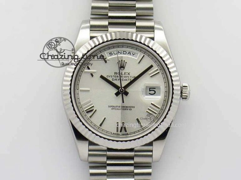 Neat Day-Date 40mm 228239 SS Noob 1:1 Best Edition Quadrant Textured Silver Dial On SS Bracelet A 3800