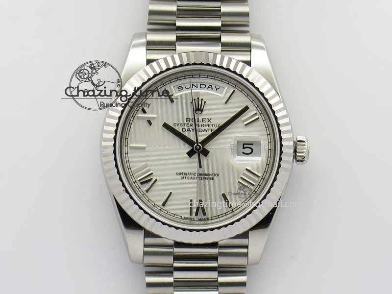 Neat Day-Date 40mm 228239 SS Noob 1:1 Best Edition Quadrant Textured Silver Dial On SS Bracelet A 3800