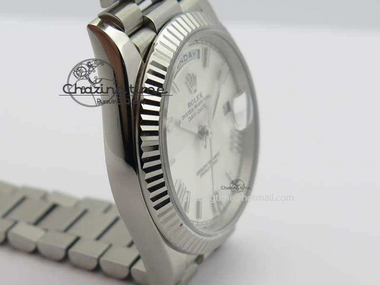 Neat Day-Date 40mm 228239 SS Noob 1:1 Best Edition Quadrant Textured Silver Dial On SS Bracelet A 3800