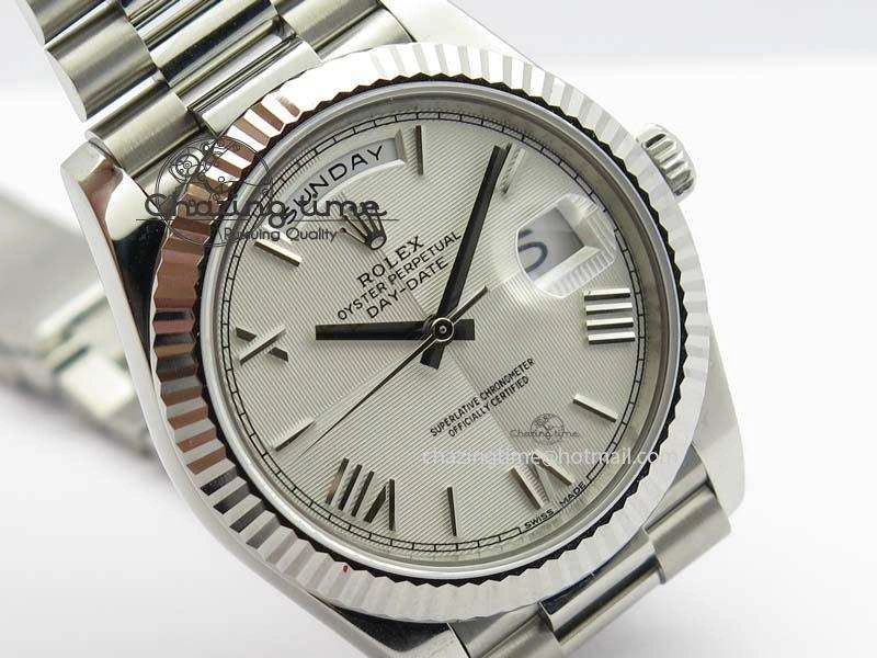 Neat Day-Date 40mm 228239 SS Noob 1:1 Best Edition Quadrant Textured Silver Dial On SS Bracelet A 3800