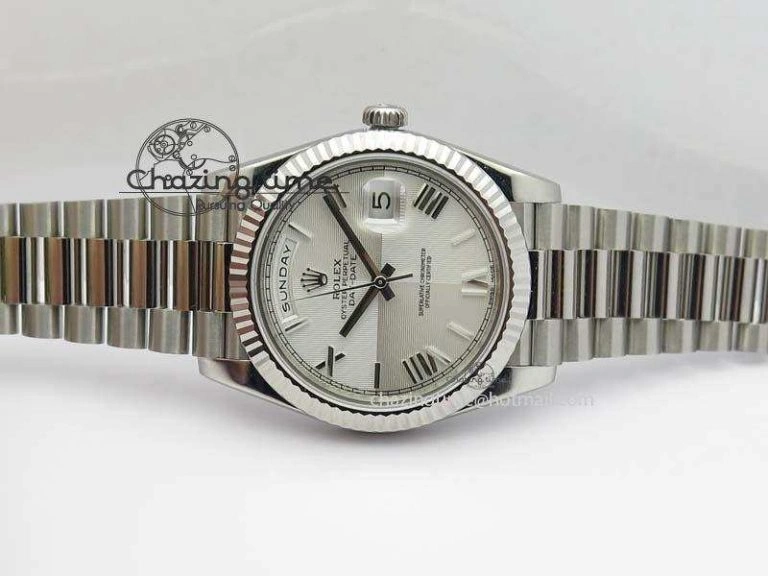 Neat Day-Date 40mm 228239 SS Noob 1:1 Best Edition Quadrant Textured Silver Dial On SS Bracelet A 3800