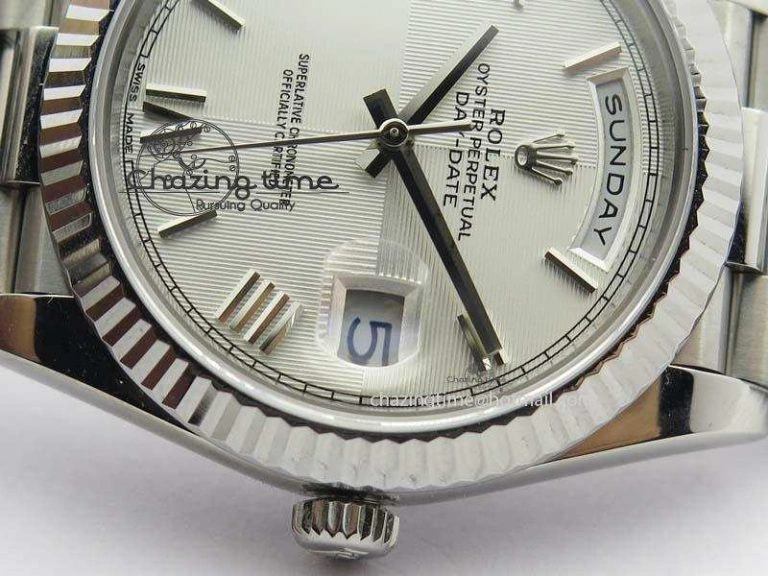 Neat Day-Date 40mm 228239 SS Noob 1:1 Best Edition Quadrant Textured Silver Dial On SS Bracelet A 3800