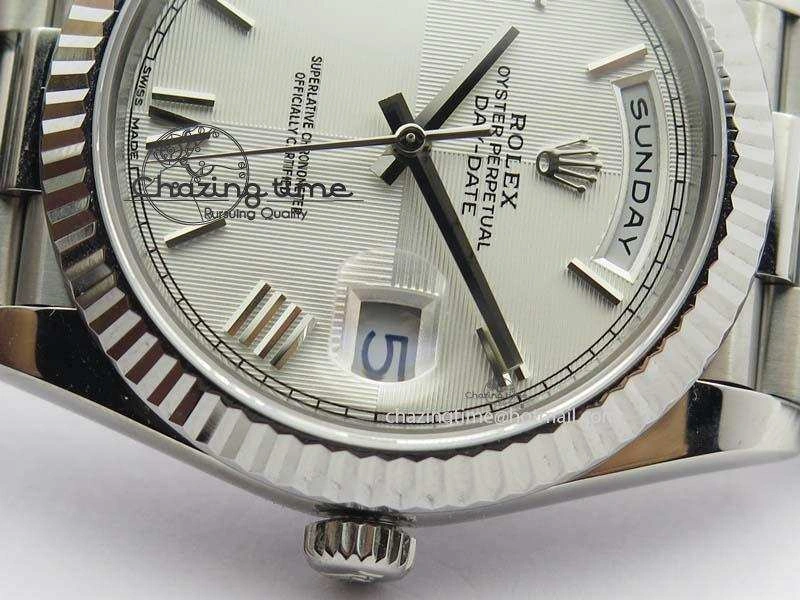Neat Day-Date 40mm 228239 SS Noob 1:1 Best Edition Quadrant Textured Silver Dial On SS Bracelet A 3800