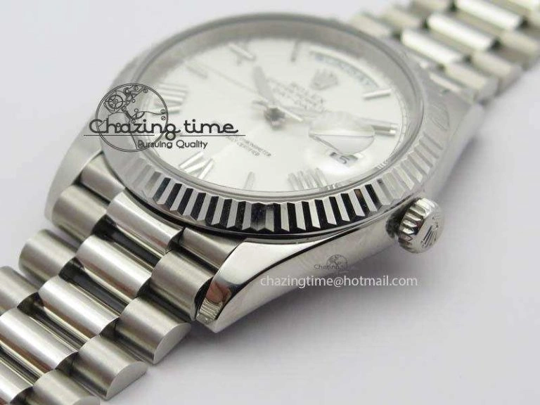 Neat Day-Date 40mm 228239 SS Noob 1:1 Best Edition Quadrant Textured Silver Dial On SS Bracelet A 3800
