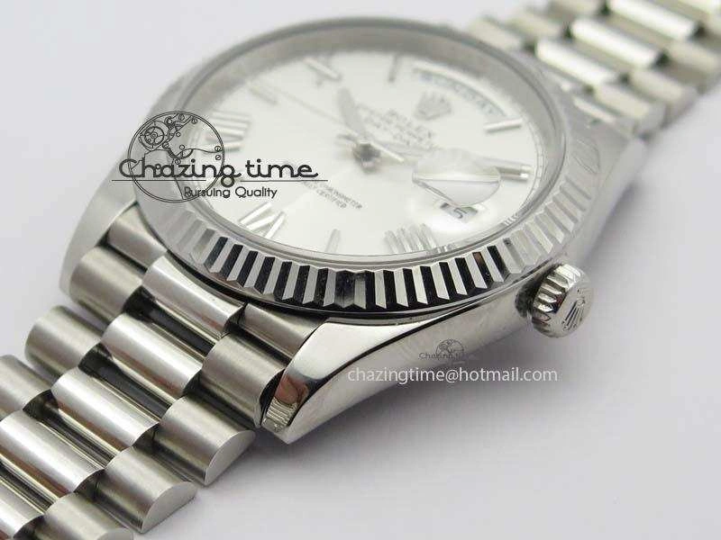 Neat Day-Date 40mm 228239 SS Noob 1:1 Best Edition Quadrant Textured Silver Dial On SS Bracelet A 3800