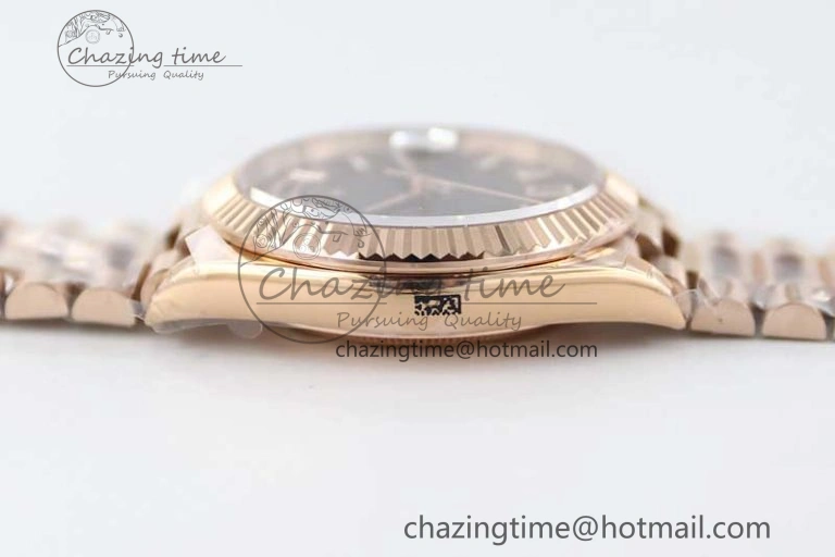 Day Date 40mm RG 904L Steel TWF 1:1 Best Edition Black Crystal Dial on RG Bracelet A Efficient 2349