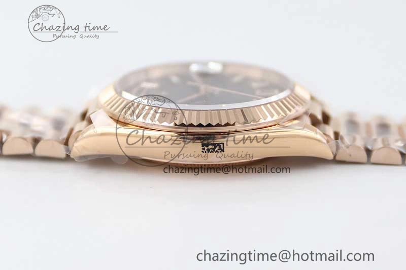 Day Date 40mm RG 904L Steel TWF 1:1 Best Edition Black Crystal Dial on RG Bracelet A Efficient 2349
