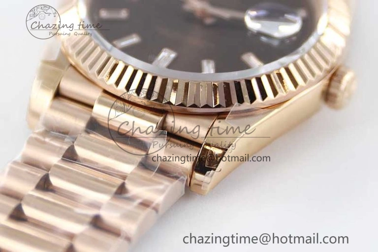 Day Date 40mm RG 904L Steel TWF 1:1 Best Edition Brown Crystal Dial on RG Bracelet A TechFriendly 4764