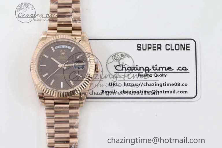Day Date 40mm RG 904L Steel TWF 1:1 Best Edition Brown Dial on RG Bracelet A Timeless 2351