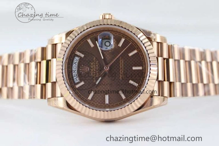 Day Date 40mm RG 904L Steel TWF 1:1 Best Edition Brown Dial on RG Bracelet A Timeless 2351