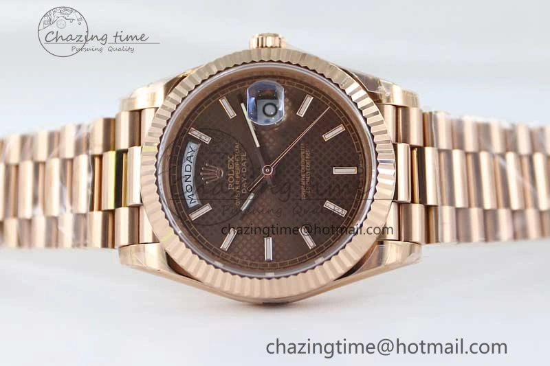 Day Date 40mm RG 904L Steel TWF 1:1 Best Edition Brown Dial on RG Bracelet A Timeless 2351