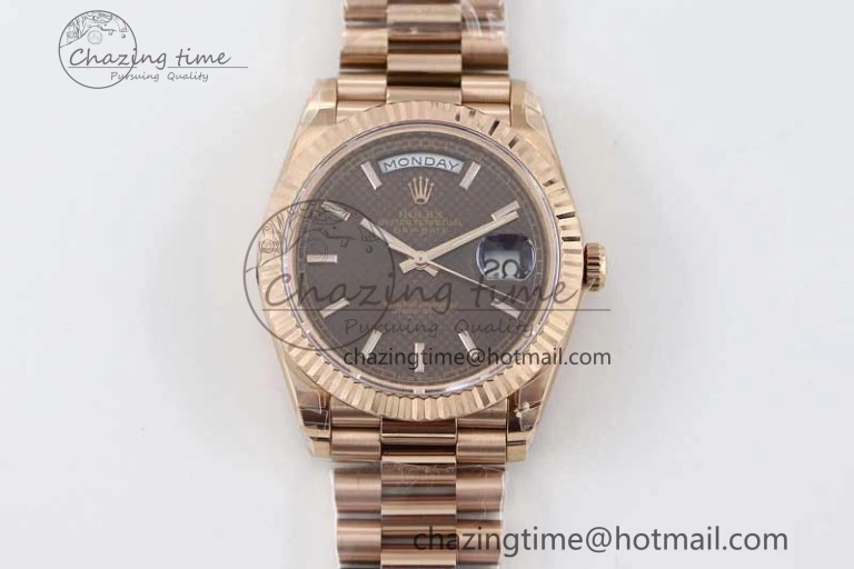 Day Date 40mm RG 904L Steel TWF 1:1 Best Edition Brown Dial on RG Bracelet A Timeless 2351