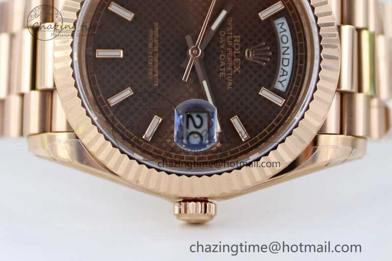 Day Date 40mm RG 904L Steel TWF 1:1 Best Edition Brown Dial on RG Bracelet A Timeless 2351