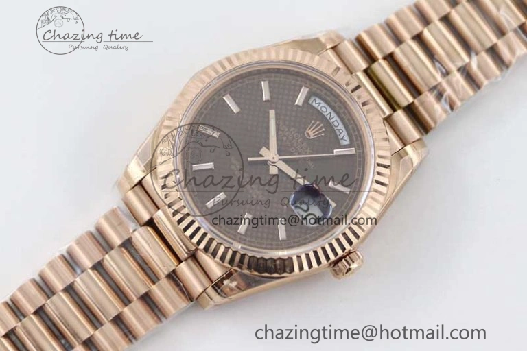 Day Date 40mm RG 904L Steel TWF 1:1 Best Edition Brown Dial on RG Bracelet A Timeless 2351