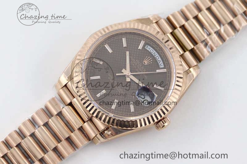 Day Date 40mm RG 904L Steel TWF 1:1 Best Edition Brown Dial on RG Bracelet A Timeless 2351