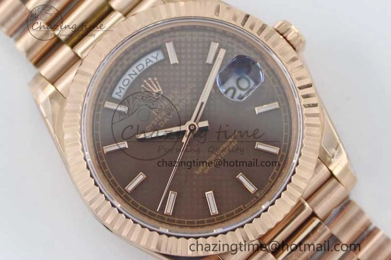 Day Date 40mm RG 904L Steel TWF 1:1 Best Edition Brown Dial on RG Bracelet A Timeless 2351