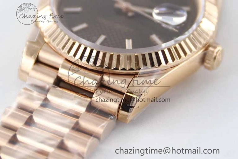 Day Date 40mm RG 904L Steel TWF 1:1 Best Edition Brown Dial on RG Bracelet A Timeless 2351