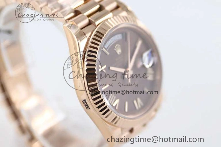 Day Date 40mm RG 904L Steel TWF 1:1 Best Edition Brown Roman Dial on RG Bracelet A Reliable 2362