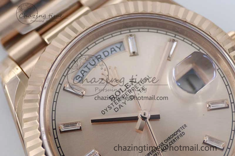 Day Date 40mm RG 904L Steel TWF 1:1 Best Edition RG Crystal Dial on RG Bracelet A Stylish 2350