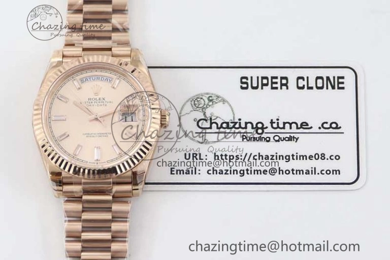 Day Date 40mm RG 904L Steel TWF 1:1 Best Edition RG Crystal Dial on RG Bracelet A Stylish 2350