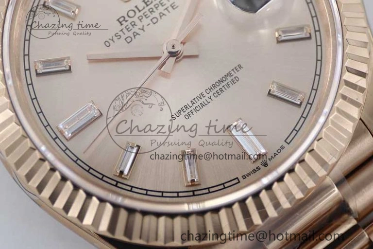 Day Date 40mm RG 904L Steel TWF 1:1 Best Edition RG Crystal Dial on RG Bracelet A Stylish 2350