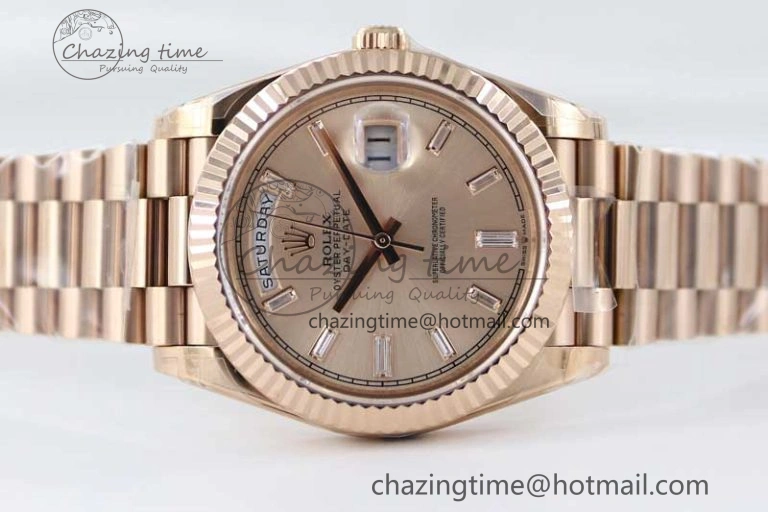 Day Date 40mm RG 904L Steel TWF 1:1 Best Edition RG Crystal Dial on RG Bracelet A Stylish 2350