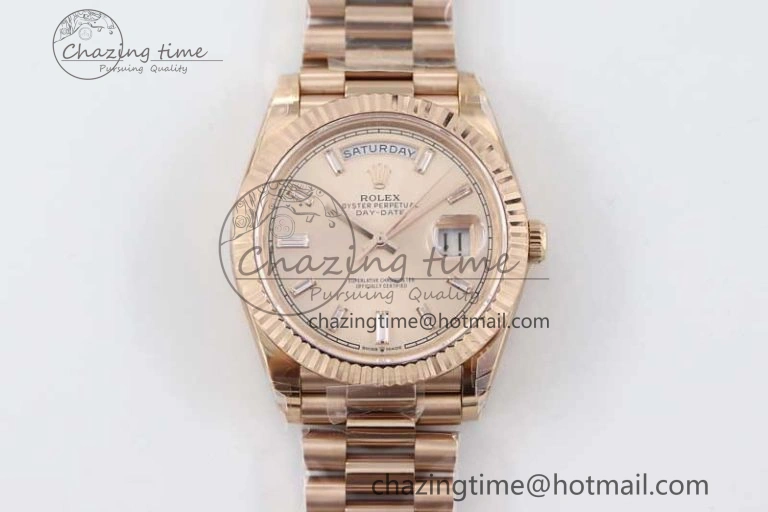 Day Date 40mm RG 904L Steel TWF 1:1 Best Edition RG Crystal Dial on RG Bracelet A Stylish 2350