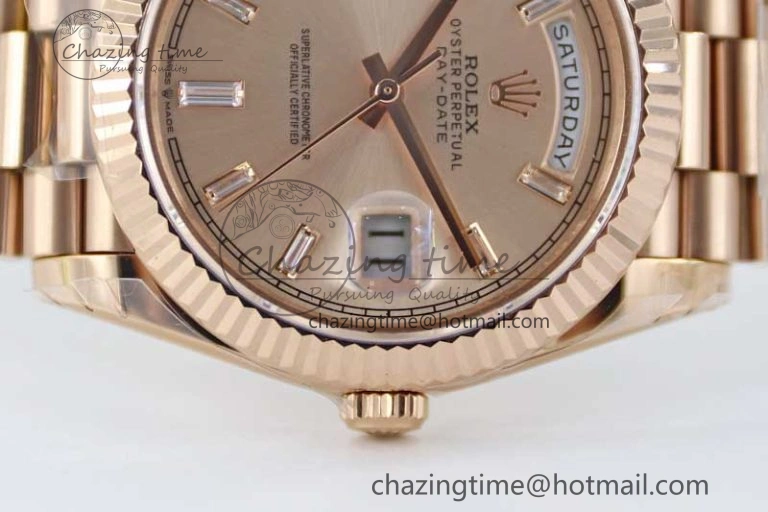Day Date 40mm RG 904L Steel TWF 1:1 Best Edition RG Crystal Dial on RG Bracelet A Stylish 2350