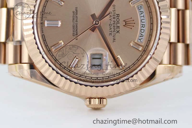 Day Date 40mm RG 904L Steel TWF 1:1 Best Edition RG Crystal Dial on RG Bracelet A Stylish 2350
