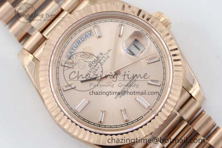 Day Date 40mm RG 904L Steel TWF 1:1 Best Edition RG Crystal Dial on RG Bracelet A Stylish 2350
