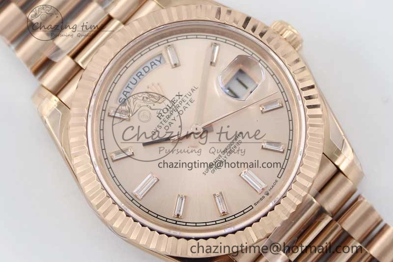 Day Date 40mm RG 904L Steel TWF 1:1 Best Edition RG Crystal Dial on RG Bracelet A Stylish 2350